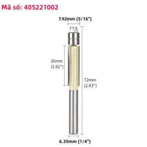 HUHAO | Dao Phay Tạo Hình HUHAO 2 Flute Flush Trim Dành Cho Máy CNC Có Bạc Đạn Trục 1/4 Inch Dùng Để Cắt Tỉa Gỗ