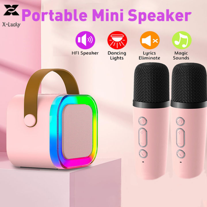 K12 Mini Portable Karaoke Bluetooth Speaker With Dual Microphone Home ...