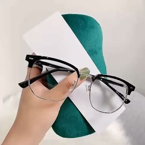 *Ready stock*Korean New Half-rim Eyebrow Frame Glasses Mens Retro Radiation-proof Eye Protection Flat Glasses Ultra-light Can Be Equipped With Myopia Glasses Frame