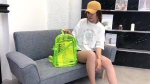 Fashion Transparent Backpack Waterproof PVC Clear Plastic Daily Mini Teenager Girls Notebook School Bag
