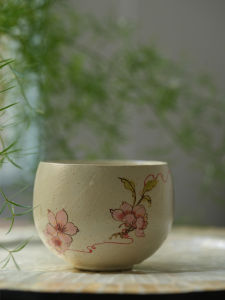 แก้วกาแฟดินเผาทาสีมือวาด แก้วน้ำลายดอกไม้รักษาโชคชะตา ถ้วยกระดาษที่ทนทานต่อความร้อน