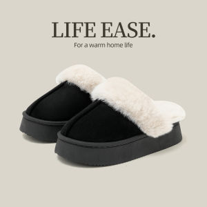 Dép Bông Đế Dày Cho Nữ Mùa Thu Đông 2025 Dép Lông Cừu Chống Trượt Trong Nhà Giày Đế Cao Su Đế Dày Thoải Mái Cho Nữ