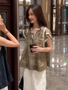 YUFUQING | French Vintage Style Loose Womens Shirt Summer New Design Sensation Elegant Small Flying Sleeve Top High Waist Commute Style