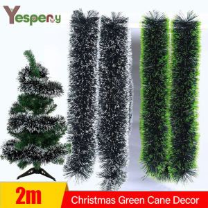 YESPERY 2M Christmas Decoration Mall Bar Tops Ribbon Garland Xmas Tree Ornaments White Dark Green Cane Tinsel Party Home Decor
