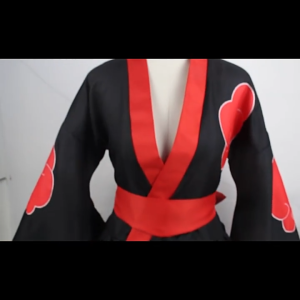 Adult Japanese Kimono Cosplay Akatsuki Cloud Print Shippuden Uzumaki Dress Women Girls Halloween clother red black Naruto 3XL