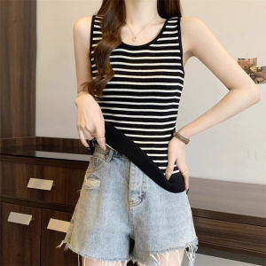 LUQIAN | Stripe Ice Silk Camouflage Tummy Slimming Sleeveless Vest Plus Size
