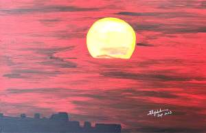 Acrylic Hand Painted Painting Sunset