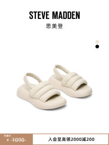 Steve Madden Thick Heel Cute Soft Fleece Puffball Slippers Casual Sandals Womens Footwear Low Heel Trendy Spring Summer