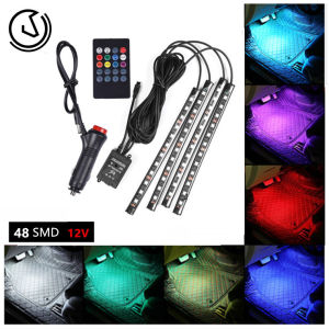 BOSSKU Music Control Car LED Strip 9/12/18led Colorful RGB 5050 Car Interior Floor Atmosphere Light Strip