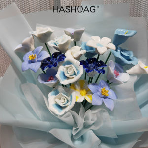 Handmade High Temperature Ceramic Artificial Flowers Gift for Girls Simulation Rose Bouquet Craftwork Home Decorations Ornaments