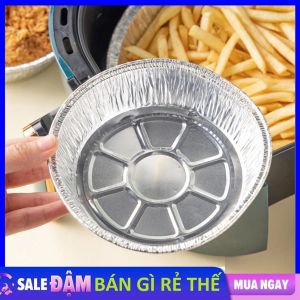 Bộ 20 Khay Giấy Bạc Lót Nồi Chiên Không Dầu Đường Kính 18cm 20cm 23cm Đĩa Nhôm khuôn giấy bạc lót nồi nướng đa năng đĩa giấy bạc