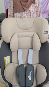 Beige คาร์ซีท คาร์ซีทเด็ก 360°หมุนได้ ISOFIX+เข็มขัดนิรภัย มีหลังคา ปลอดภัย บุฟองน้ำ เหมาะเด็ก0-12ปี
