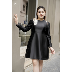 Đầm khoét vai đính nơ be phối BIGSIZE (55kg đến 95kg) - 22T1SD29 - [BUstu Bigsize]