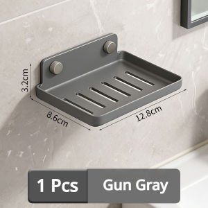Grey/White Wall Mounted Soap Container Bathroom Aluminum Adhesive Soap Dish Soap Holder Rack Dish Soap Case Hbathroom Hardwares