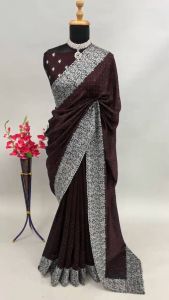 [PRE-ORDER] Vichitra Silk With Heavy Embroidered Saree ( Delivery 10 Days )
