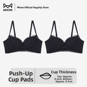 miiow | Cat Woman Gathered Lace Bralette Thin Summer Style For Young Women Breast Shaping No Side Effects Breathable Comfortable Sleepwear