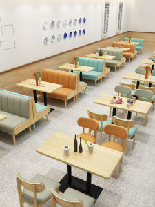 Customized Western Tea Restaurant Coffee Hamburger Restaurant Wall Deck Sofa Hot Pot Dessert Milk Tea Table and Chair Combination