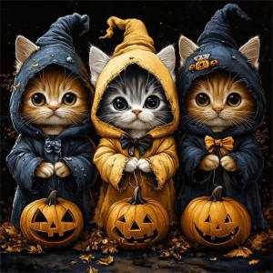 Huacan Halloween Diamond Painting 5D DIY Pumpkin Cats Diamond Mosaic Full Square Round Animal Art New Arrivals
