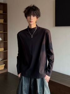 เสื้อยืดคอกลมแขนยาวทรงหลวมสไตล์อเมริกันสำหรับผู้ชาย ผ้าเดอร์โมลิน ทรงเข้ารูป ปกติ ฤดูใบไม้ร่วง/ฤดูหนาว ปกติ