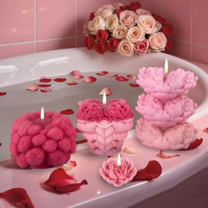 DIY Rose Love Candle Mold 3D Love Bear Aromatherapy Gypsum Soap Mold Chocolate Cake Baking Tool Valentines Day Jewelry Gift
