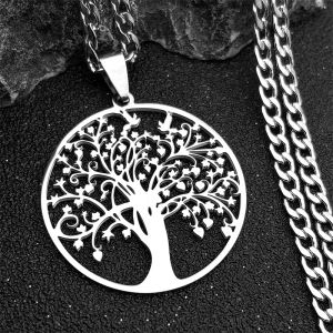 Tree of Life Nature Symbol Pendant Stainless Steel Gold/SilverA color Jewelry Women Men Fashion Necklace Bracelet Accessori