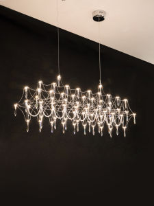 QIANYUE | French Luxury Style Bar Crystal Linear Chandelier