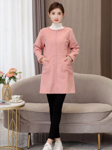 Korean Style Fashionable Adult Womens Corduroy Apron Long Sleeve Autumn Winter Kitchen Apron Downproof Fleece Lined Coat