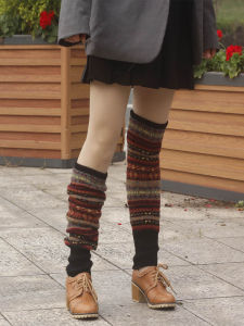 Womens Long Tube Knee High Socks Autumn Winter Thickened Shaping Leggings Personality Style Striped Pattern Fleece Lined