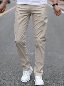 Local Delivery-Mens solid color casual pants mens summer thin everything with Korean version slim foot pants mens pants