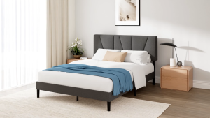 (Free Delivery) Zinus Katil Besi Lottie Fabric Upholstered Platform Bedframe (5 Years Warranty) Maya