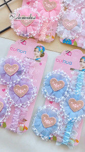 Bandana Bayi Set Jepitan Perempuan Newborn Lucu 0-6 Bulan