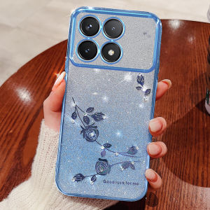 Ultra-Thin Silicone Phone Case for Xiaomi Redmi K70/K70 pro Womens Version Full Lens Protection Anti-Fall High-End Diamond Glitter Effect