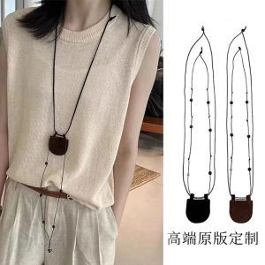 Genuine Leather Mini Selenodont Bag Necklace Fashion Wear Accessory Halterneck Small Bag Chain Mini Suede Bag Sweater Chain Fashion