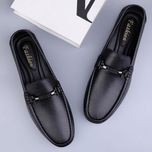 Genuine Leather Mens Slip-On Shoes Spring Autumn Soft Bottom Casual Footwear Breathable Versatile Trendy Bean Bean Shoes