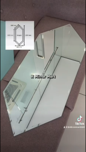 XMM [SET/Mirror Only/Ready Stock] Hexagon Mirror/Triangle Mirror/Square Mirror Diamond Mirror Bevel Mirror Wall Mirror Clear Mirror
