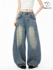 Loose High Waist Wide Leg Jeans Womens Autumn Small Size Knife Edge Straight Denim Pants Slimming Trousers Casual Style