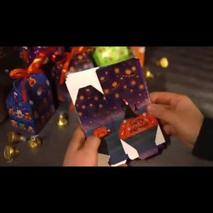 24pcs Halloween Candy Treat Box with Ribbon House Shape Trick or Treat Gift Boxes Halloween Party Favor Wrapping Supplies