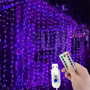 Outdoor Holiday Home Decoration Garden Light String 6M LED Garland Fairy Light 8 Mode USB Curtain Light Wedding Christmas Party