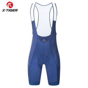 X-TIGER Blue Pro Mens Cycling Bib Shorts Bretelle Cyclist MTB Road Tights Bicycle Clothing ST-MULTI Cushion For 7 Hours Riding