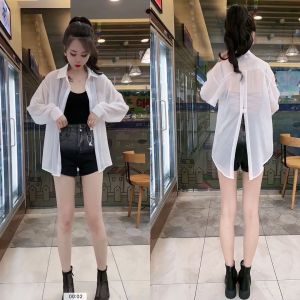 Nữ Mùa Hè 2024 Mới Thời Trang Dài Tay Dáng Rộng Giày Áo Gió Vải Polyester Với Hàng Đơn Nhiều Khóa