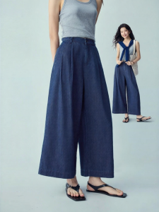 Giordano | Black Tech Cooling Slim Pressed Half Elastic Wide Leg Capri Pants