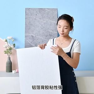 【FREE GIFT】3D Marble Wallpaper Self adhesive Waterproof decor wall PVC 90x40cm Decoration Sticker Nonslip Peel and Stick Floor Tiles Sticke printed wallpaper Vinyl Tiles oil proof Sticker for Living Room bathroom kitchen Cement