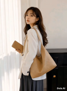 Ready stock Msia 046 Woven Tote Bag Women Design Simple Shoulder Bag All-Match Solid Color Woven Handbag