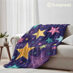 Beast Kingdom | Doodle Colorful Starry Sky Soft Warm Flannel Blanket Lightweight Cozy Christmas Halloween Home Decor Room