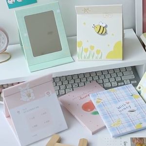 TOKORESELLLER - Cermin Rias Model Notebook / Cermin Kaca Rias Lipat Sedang / Folding Mirror Portable / Cermin Lipat Model Buku R1064