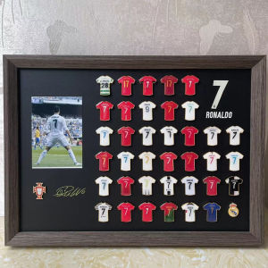 Messi Cristiano Ronaldo Mbappe Jersey Badge Frame Birthday Valentines Day Gift for Boyfriend Football Fan Supplies