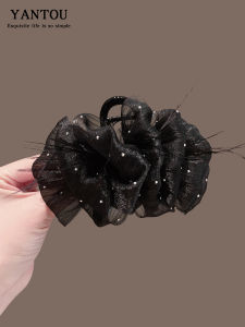 Elegant Feather Mesh Hair Clip for Women New 2025 Shark Tail Hair Clip with Butterfly Knot Hair Accessories Korean Style