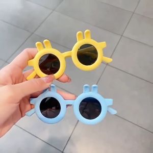 Kacamata Lucu Anak Dengan Detail Telinga Kelinci Bingkai Bulat Cocok Untuk Sehari-Hari