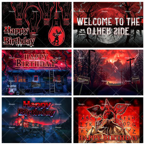 New American TV Stranger 5 Backdrop Alphabet Lights Series Hawkins Town Mirkwood Background Kids Birthday Party Decorations Gift