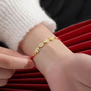 925 Pure Silver Woven Red Rope Bracelet for Women Snake Year New Year Lucky Charm Fashion Jewelry Accessories Handmade Craft